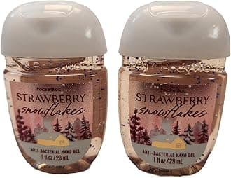 Bath and Body Care - Travel Size Sanitizer - 2 piece Bundle Set Hand Gel - 1 Fl Oz each - Label Artwork Varies (STRAWBERRY SNOWFLAKES)