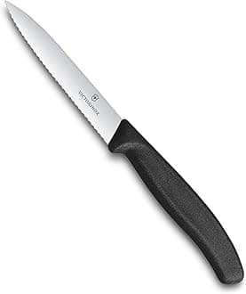 Swiss Classic Wavy Pointed Tip Paring Knife, 10 cm Size, Black