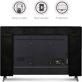 kwmobile 65" TV Compatible Television Cover - Dustproof LCD Television Protection Cover Dust Guard Black