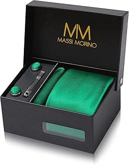 Tie and Pocket Square Set Men incl. Cufflinks, Tie Pin and Gift Box - Men's Tie Set for Wedding