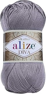 Alize Diva Silky Effect 100% Microfiber Acrylic Yarn 1 Ball skeins 100gr 383yds Color (348 - Smoky)