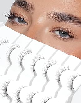 Short Lashes Natural Look Wispy False Eyelashes C Curl Fake Lashes Volume Mink Lashes 10mm Eye Lashes Pack Cute False Lashes 32-4EVA