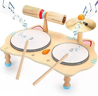 oathx Kids Drum Set All in One Montessori Musical Instruments Set Toddler Toy...