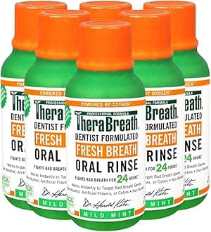Dentist Formulated Fresh Breath Oral Rinse, Mild Mint Flavor, 3 Ounce Trial and Travel Size (Pack of 6)