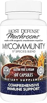 Host Defense MyCommunity Capsules - 17 Species Blend Mushroom Supplement for Immune Support - Herbal Aid with Lion's Mane, Reishi. Chaga, Cordyceps, Turkey Tail & More - 60 Capsules (30 Servings)*