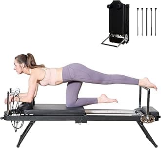 SogesPowerPilates Reformer Machine for Home Gym Workout, Foldable Pilates Equipment with High Strength Alloy Springs for Beginners, Up to 330lbs Weight Capacity