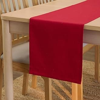 Encasa XO Table Runner 13"x104" Long | Cotton Canvas Fabric | Deep Red Solid Color | Machine Washable & Durable