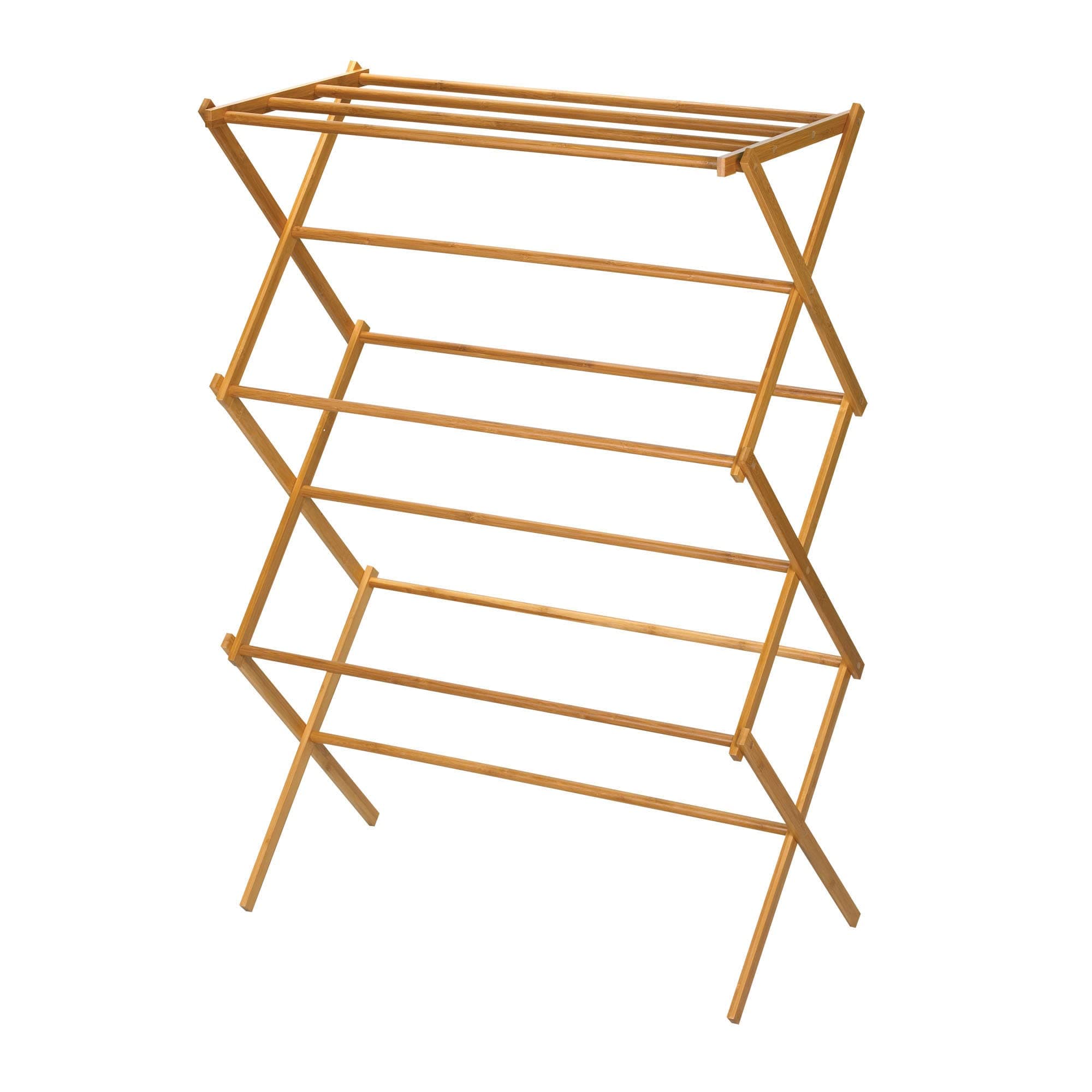 Bamboo Folding Clothes Drying Rack, Upscale Laundry Rack with 11 Dowels, Environmentally Friendly, Stable Frame, Shelf for Drying Flat