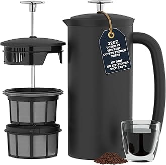 ESPRO - P7 French Press - Double Walled Stainless Steel Insulated Coffee and Tea Maker with Micro-Filter - Keep Drinks Hotter for Longer, Perfect for Home (Matte Black, 32 Oz)