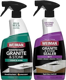 Weiman Disinfecting Granite & Stone Daily Cleaner and Sealer Kit - For Granite, Marble, Quartz, Quartzite, Slate - 24 oz Daily Kitchen Countertop Cleaner, 24 oz Granite & Stone Sealer