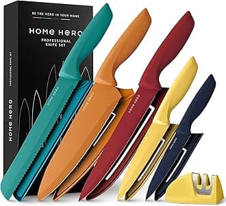 Home Hero Ultra-Sharp Stainless Steel Kitchen Knife Set - Chef Knives Set (11 pcs Set - Multi-Colour with Sheath)