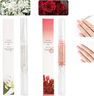 2PCS Cuticle Oil Pens for Nail Care,Cuticle Revitalizer Oil Pen with Soft Brush,Cuticle Oil to Prevent Nail Cracking and Dry (Lily & Rose Flavor)