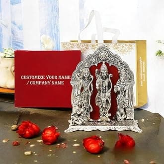 INTERNATIONAL GIFT Silver Ram Darbar Idol Showpiece | Customizable Name or Company Tag with Velvet Box & Carry Bag | Ideal for Weddings, Corporate Gifts, Diwali, and Home Decor