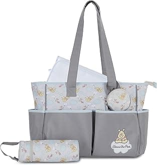 Cudlie Tote Diaper Bag and Changing Pad, Winnie the Pooh Print, Large, Tote Diaper Bag and Changing Pad