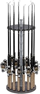 Rush Creek Creations | Fishing Rod Holder for 16 Rods, Fishing Pole Holder for Garage Organization and Storage, for Fishing Reels, Fishing Gear, Fishing Accessories, Tackle Box (360° Access)