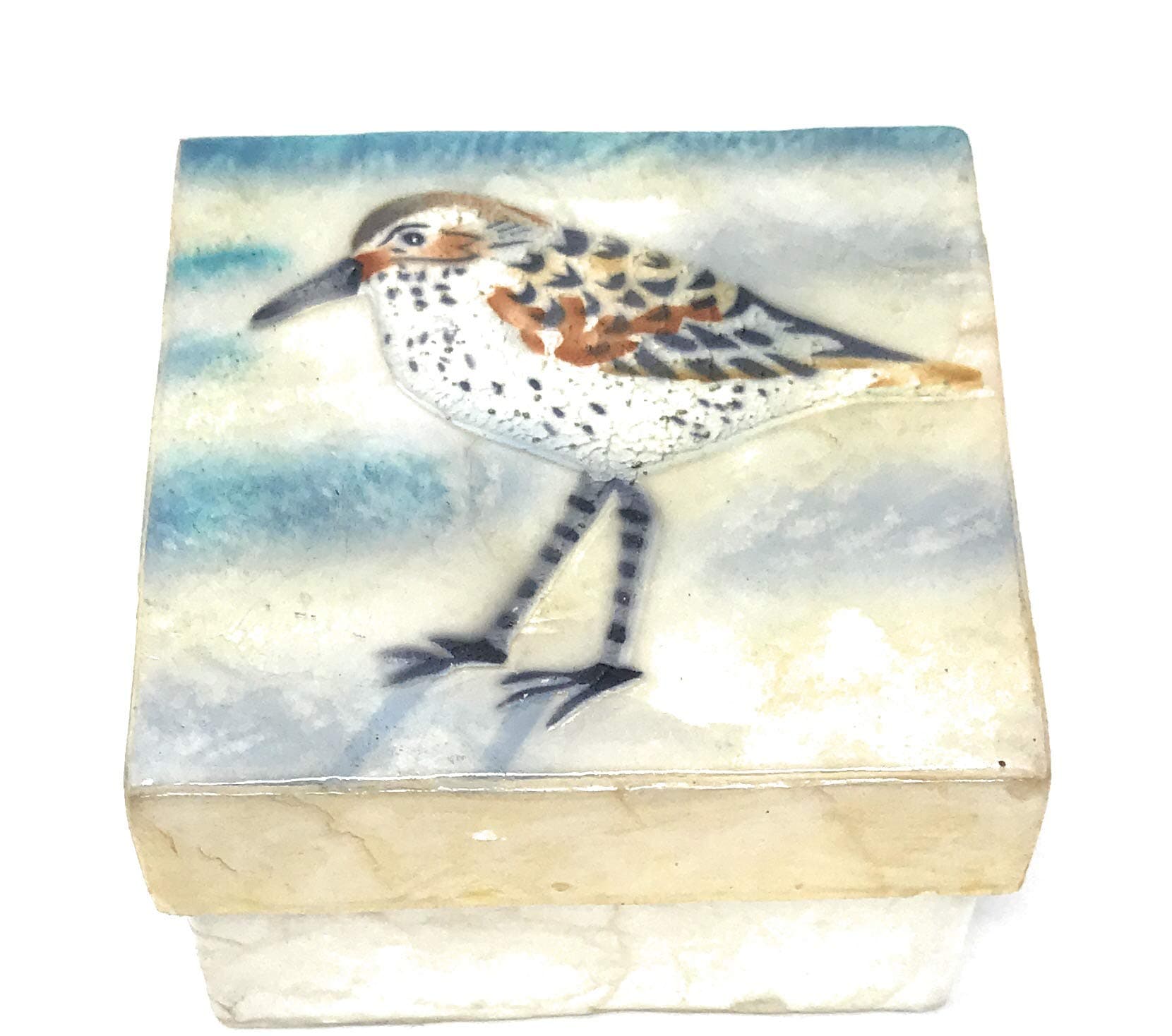 Sandpiper Capiz Shell Keepsake Box, 3 Inches Square