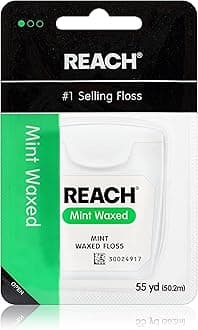 Reach Waxed Dental Floss | Effective Plaque Removal, Extra Wide Cleaning Surface | Shred Resistance & Tension, Slides Smoothly & Easily, PFAS FREE | Mint Flavored, 55 Yards, 1 Pack