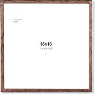 16x16 in - Dark Solid Oak Wood Picture Frame - Lightweight, Versatile & Shatterproof - Wall Hanging Poster or Photo Frame - Wall Decor for Office, Gallery & Home