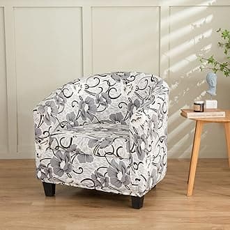 Printed Club Chair Slipcover, 2 Piece Stretch Tub Chair Cover Barrel Chair Covers Washable Armchair Chair Slipcovers Aiti-Slip Furniture Protector (F)