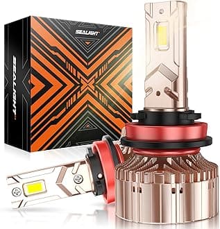 SEALIGHT X6S H11/H9/H8 Bulbs 4500K Warm White, 40000LM Ultra Brighter H11/H16 Light Bulbs, 1:1 Halogen Same Size with Cooling Fan, 5-Min Plug and Play Light, Pack of 2