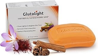 Saffron & Sandalwood Soap | Glutathione | Tan Removal | Hydrates, Soothes, & Cleanses Gently | Fades Pigmentation & Dark Spots | Nourishing Body Soap for All Skin Types - Pack of 1