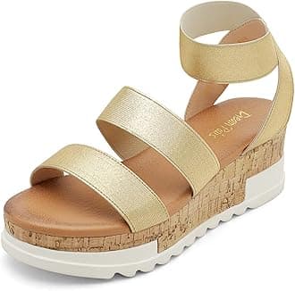 DREAM PAIRSWomen's Open Toe Ankle Strap Casual Flatform Platform Wedges Sandals