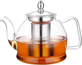 Hiware Glass Teapot with Removable Infuser 1000ml Stovetop Tea Maker and Tea Maker