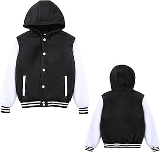 Kids Hooded Baseball Jacket Boys Varsity Jackets Sports Track Coat Top for Girl Outerwear