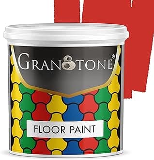 GRANOTONE Floor Paint 1 Litre PO Red Colour Polyurethane and Acrylic Polymer Based Concrete Sealer Anti Slip Thick and Durable for Cement Floor and Tiles Made in India