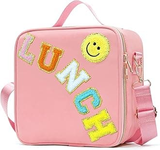 - Insulated Lunch Bag Women Lunch Box Kids for Teen Girls Boys, Cute Preppy Lunch Boxes With Adjustable Shoulder Strap, Waterproof Nylon Lunchbox Lunch Bags for School Work Picnic (Light Pink)