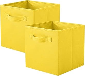 ShellKingdom Storage Bins, Foldable Fabric Storage Cubes and Cloth Storage Organizer Drawer for Closet and Toys Storage, 2 Pack (Yellow)