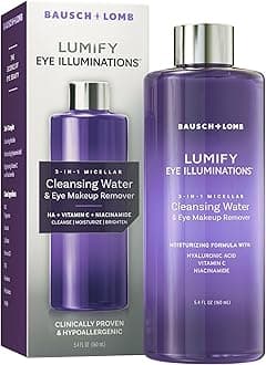 LUMIFY Eye Illuminations Cleansing Water & Eye Makeup Remover, 3-in-1 Micellar Water Contains Hyaluronic Acid, Vitamin C & Niacinamide, Clinically Proven & Hypoallergenic, 160mL