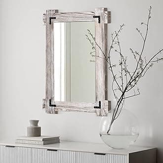 MeMoreCool White Farmhouse Bathroom Mirror 24x36 Inch, Wood Framed Decorative Wall Mirror, Rectangular Wall Mounted Vanity Mirror for Bathroom Bedroom Living Room, White