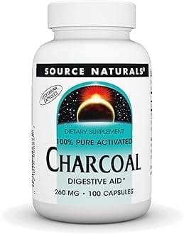 Source Naturals 100% Pure Activated Charcoal 260 mg 100 Capsules