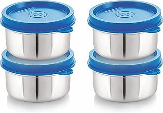 STEELLOCKFlex Stainless Steel Containers Size Deep 250ml x 4 (Blue)