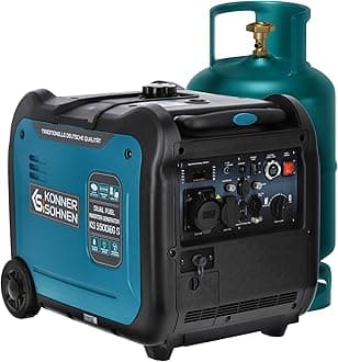Könner & Söhnen KS 5500iEG S portable LPG/petrol inverter generator) Max.power 5500 W, UK Plug Sockets 1x13 A,1x32 A (230 V),2 USB ports,silent inverter generator, dual fuel generator