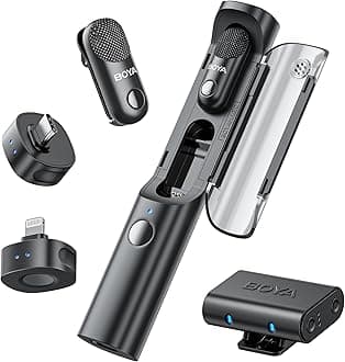 Magic Wireless Mini Microphones for iPhone/Android/PC/Camera, 4 Form-in-1 Mic, 7g Lightweight,AI Noise Reduction, 48kHz/24bit,APP Control, 328ft Range,Microphone for Recording(Stand not included)