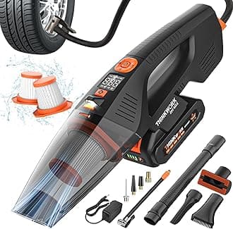 THINKWORK 20V Car Vacuum & Air Inflator, Dual Function High Power Handheld Cordless Vacuum with 18000pa Suction Power for Car Cleaning, Household Dust Removal, Inflation