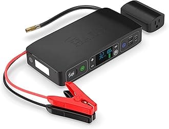 Bolt Air+ AC 55500 Portable Car Battery Jump Starter | 100 PSI Air Compressor, 55.5Wh USB Power Bank with AC Outlet, Emergency Floodlight & Charger, Jump Cars SUVs & Trucks, Inflate Tires — Black