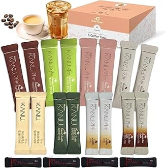 CUTIE MANGO Maxim KANU Premium Korean Instant Coffee Sampler Latte & Americano Assortment Café Style Camping Party Easy-to-Mix Single Serve Packets 20 Variety Pack
