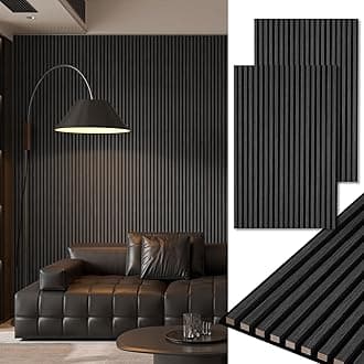 Art3d 2-Pack 48" x 24" Acoustic Wood Panels for Wall, Soundproof Wood Slat Panel for Wall and Ceiling, 3D Fluted Sound Absorbing Paneling for Interior Wall Decor, Living Room, Bedroom - Blackwood