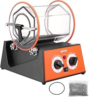 VEVOR 11lbs/5kg Capacity Mini Tumbler Machine with 0-60 Minutes Timer, 5 Speeds Jewelry Rotary Finisher for Surface Polishing Grinding Buffing Gemstones Jewels Coins, Orange+Black, KD-20001