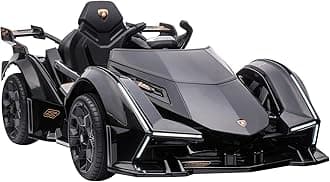 Aosom 12V Electric Ride-on Car, Licensed Lamborghini V12 Vision Gran Turismo Battery-Powered Ride-on Toy with Remote Control, Music, LED Lights, for 3-6 Year Old Boys and Girls, Black