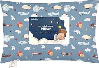 Toddler Pillow with Pillowcase - 13x18 My Little Dreamy Pillow - Organic Cotton Toddler Pillows for Sleeping, Kids Pillow, Travel Pillows for Sleeping, Mini Pillow, Toddler Bed Pillows (Up & Away)
