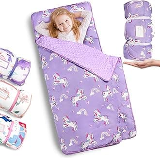 PRIMLECT Nap Mat- Toddler Nap Mat with Pillow & Fleece Blanket- 55''*23''*2'' Nap Mat for Toddlers- Nap Mats for Preschool, Daycare