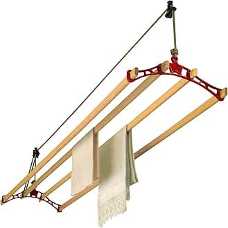 Sheila Maid ®, Original Indoor Ceiling Clothes Laundry Drying Airer Rack - 4 Rail - 57" (145cm) Long - Red Cast Iron