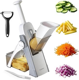 Safe Mandoline Slicer for Kitchen, Vegetable Food Potato Chip Slicer Maual Adjustable Thickness, Chopping Artifact Fast Veggie Salad Chopper Light Gray