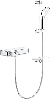GROHE Grohtherm Smartcontrol Thermostatic Shower Mixer with 3-Spray Euphoria 110 Massage Shower Set (600 mm Shower Rail), Made in Germany, Chrome, 34720000