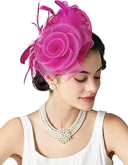 Flower Sinamay Tea Party Fascinators for Women, Kentucky Derby Hats for Church, Cocktail, Wedding, Fancy Dress Party