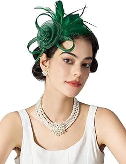 SWEETV Tulle Fascinators for Women, Tea Party Hats for Kentucky Fascinators Derby, Cocktail, Wedding, Fancy Dress Party